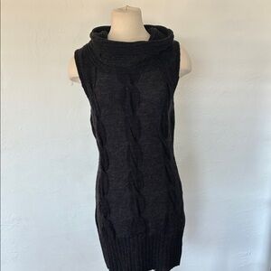 Black Cable Knit Sleeveless Sweater Dress